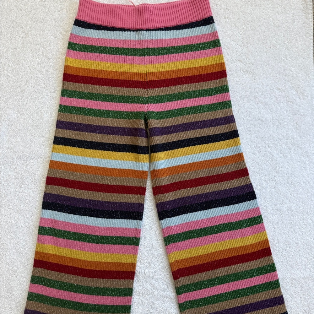 Mini Boden Pink and Multicolor Striped Knit Pants